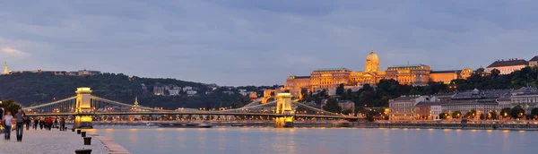 The Szechenyi Chain Bridge is a suspension bridge that spans the River Danube between Buda and Pest, the western and eastern sides of Budapest, the capital of Hungary.