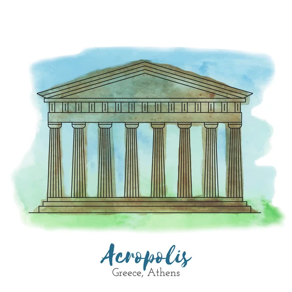 Acropolis in black thin line style