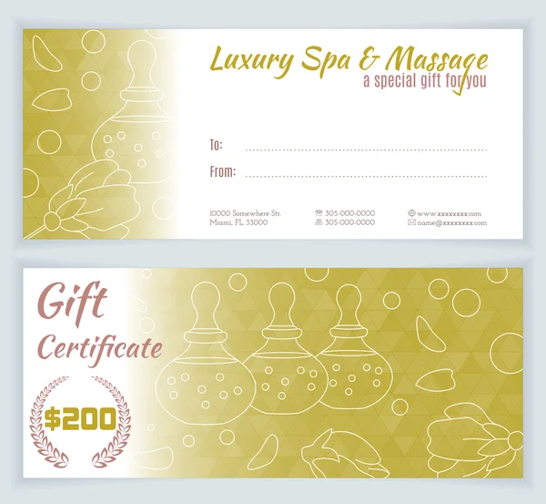 Spa, massage gift certificate template