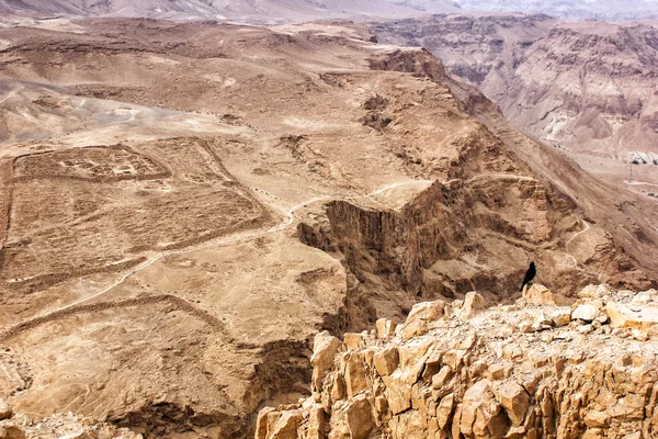 Israel landscape. View from Masada fortress. The ruins of a Roma