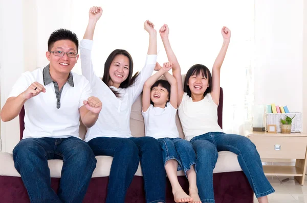 Excited asian family