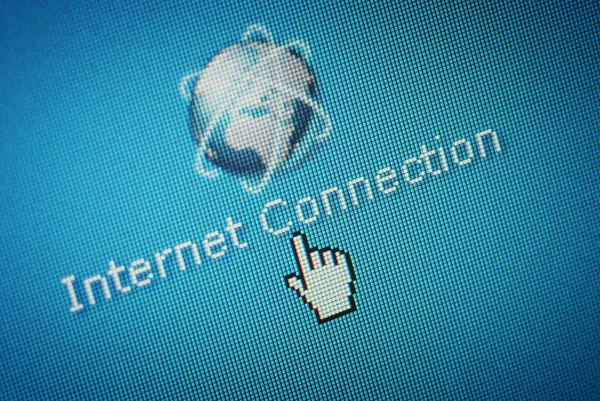 Close-up of a interface computer button for intenet connection a