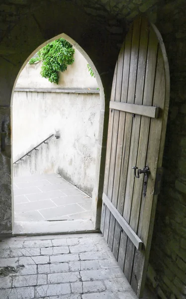 Opened door of the castle of Karlstejn