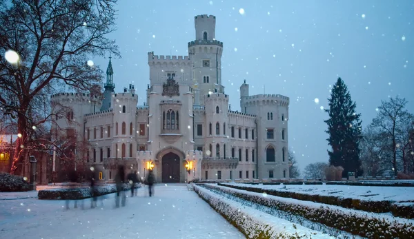 The castle Hluboka nad Vltavou in the winter