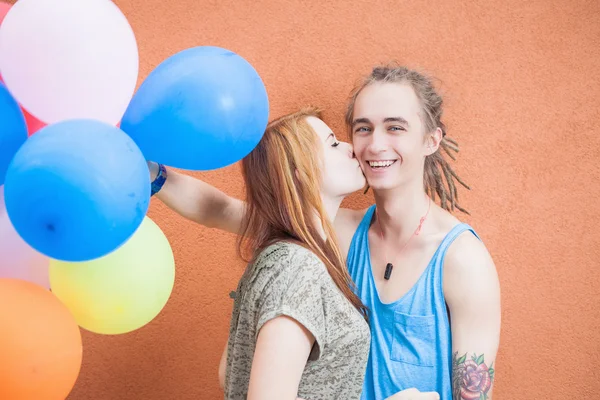 Holiday concept of Valentine's Day, celebration with balloons