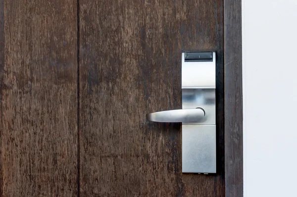 Electric lock on a wooden door