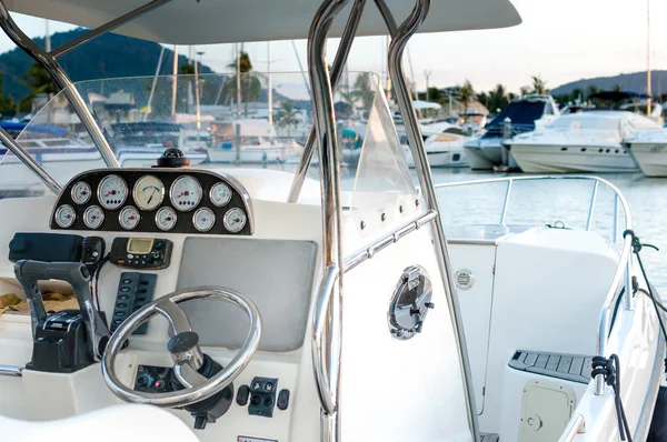 Boat dashboard closeup in details