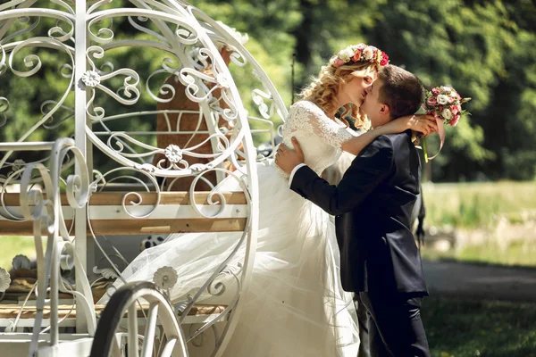 Romantic fairy-tale wedding couple