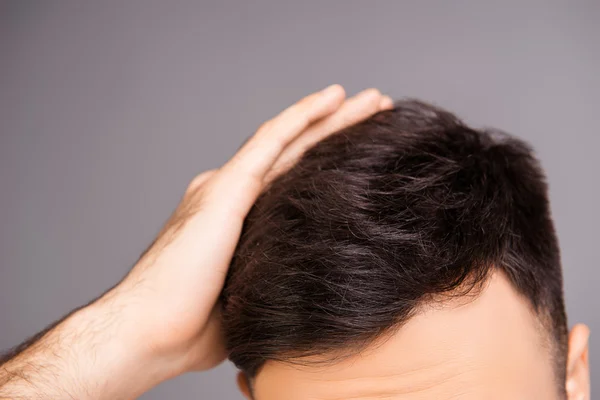 Close up photo of clean healthy man\'s hair without furfur