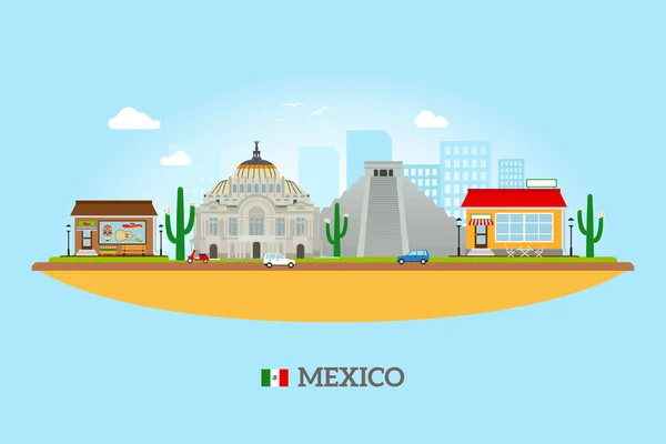 Mexico landmarks skyline