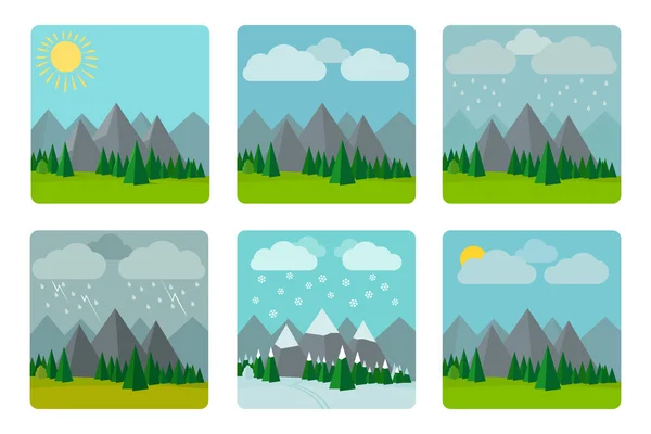 Weather illustrations in flat style vector