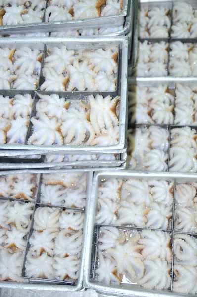 Octopus raw material is ready to be frozen in a seafood factory in Vietnam