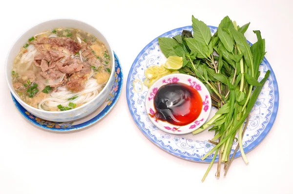 Pho or Vietnamese rice vermicelli noodle with beef