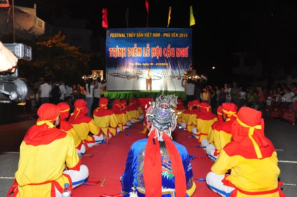 Phu Yen, Vietnam - March 30, 2014: Cau Ngu festival in Vietnam, which is also called Whale festival, is the biggest festival for fisherman who demand for air windless sea and luck in fishing