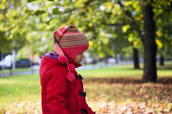 Girl walks in autumn park