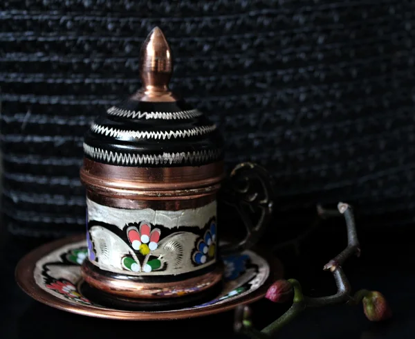 Turkish coffee in little cup ludic folklore style