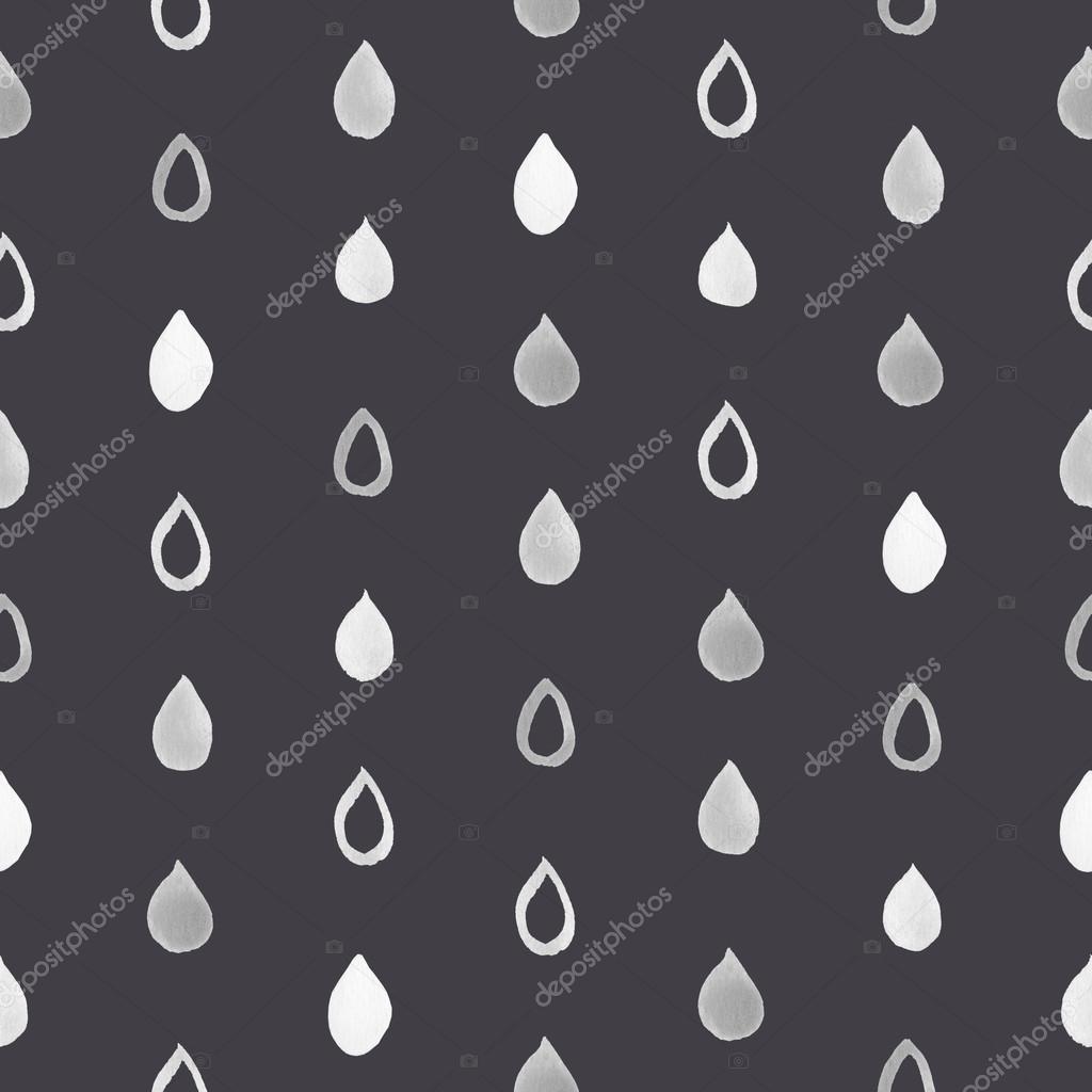 Rain drops seamless pattern with dark grey background