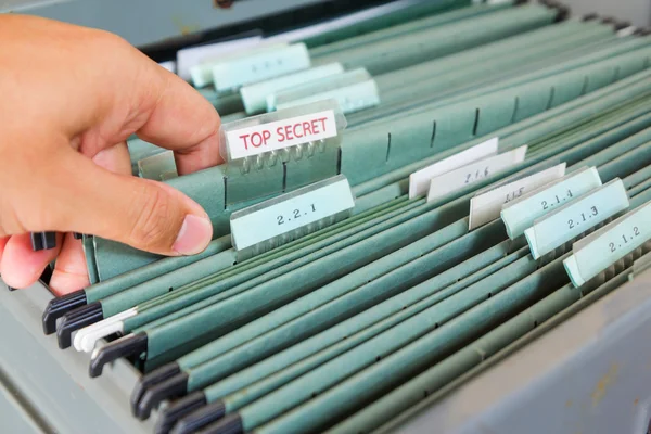 File folders in a filing cabinet