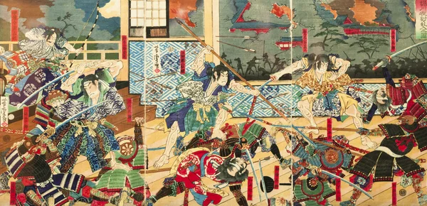 Samurai battle old paintings