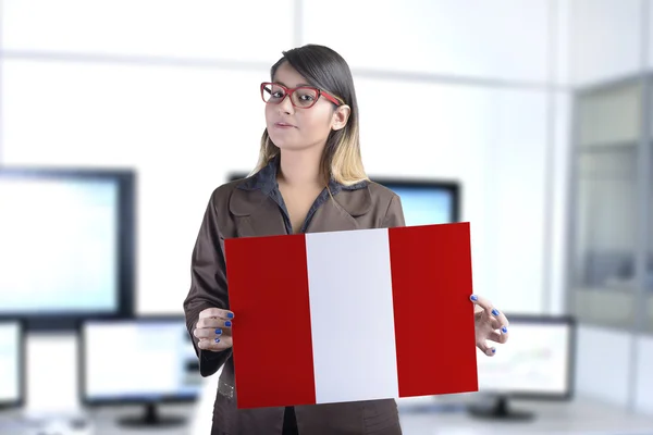 Business Woman Holding the Peruvian Flag