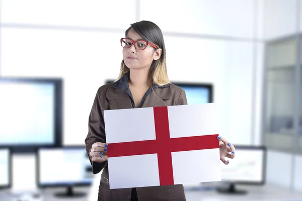 Business Woman Holding the English Flag