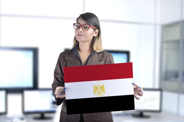 Business Woman Holding the Egyptian Flag