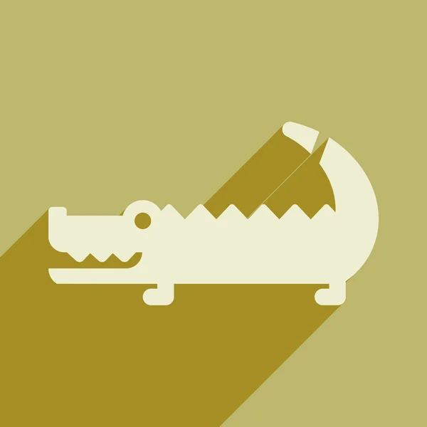 Flat icon with long shadow Australian crocodile
