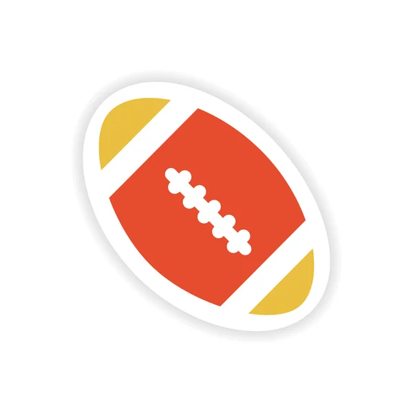 Paper sticker rugby ball on white background