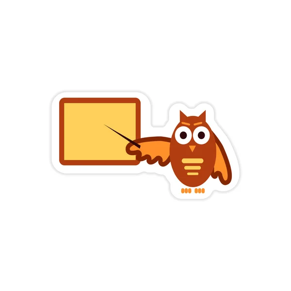 Stylish paper sticker on white background owl teacher
