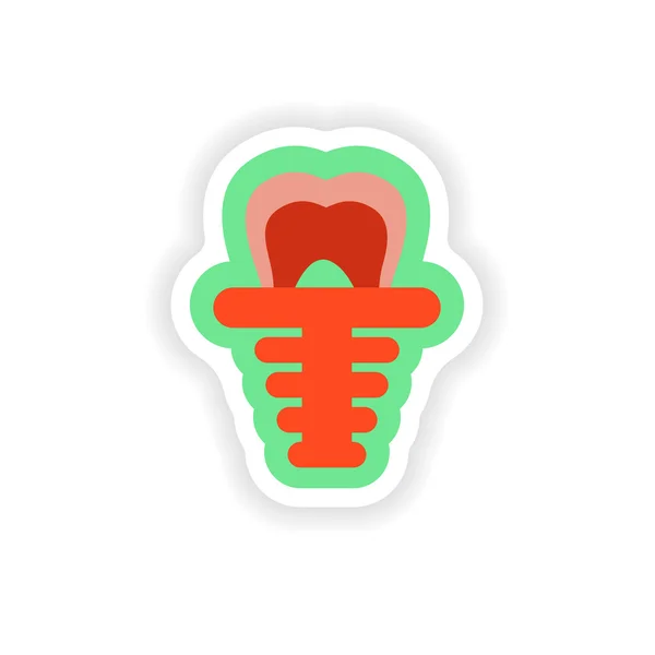 Paper sticker on white background false tooth