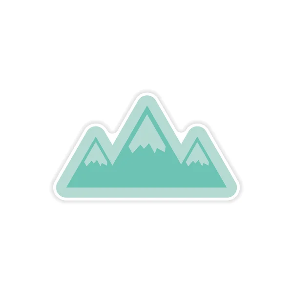 Paper sticker on white background Arctic mountains