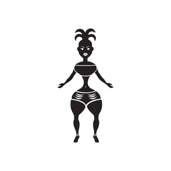 Flat icon in black and white carnival dancer