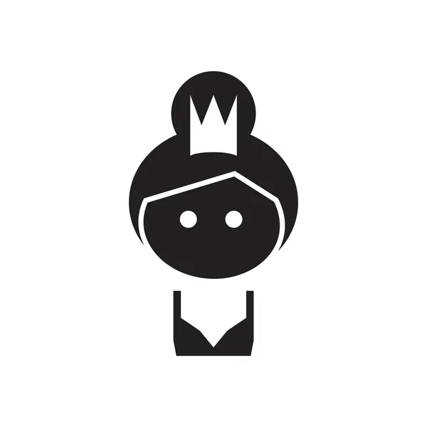 Flat icon in black and white princess