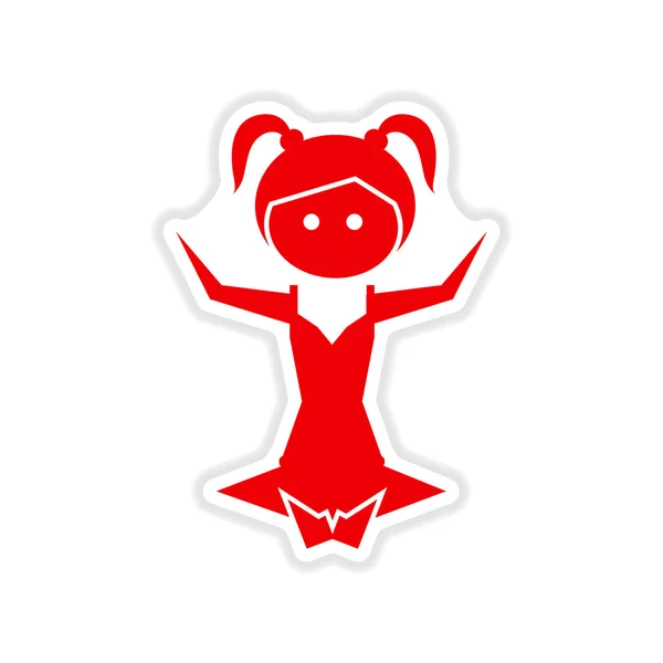 Paper sticker on white background yoga girl