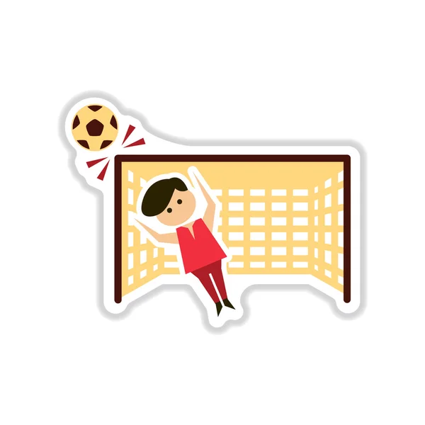 Paper sticker on white background soccer goalie