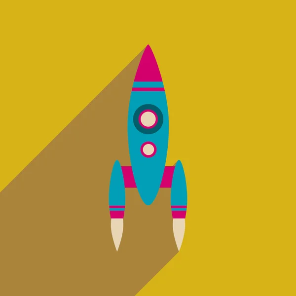 Flat web icon with long shadow rocket