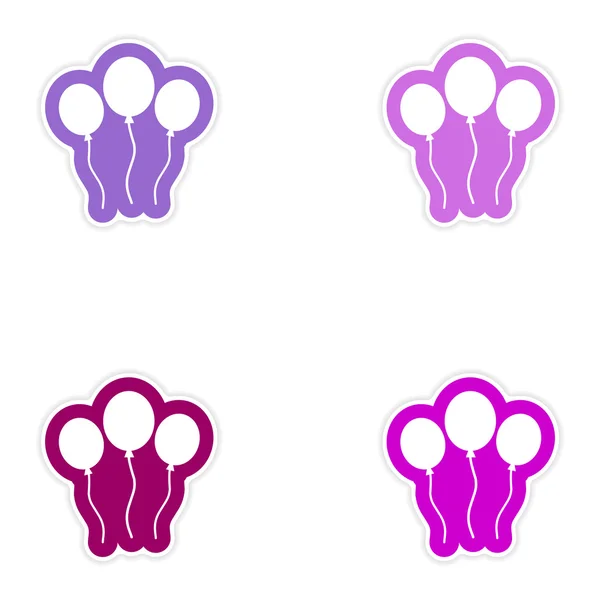Set of paper sticker on white background balloons