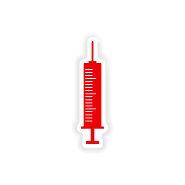 Icon sticker realistic design on paper syringe