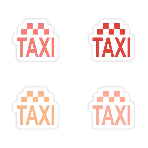 Assembly realistic sticker design on paper taxi