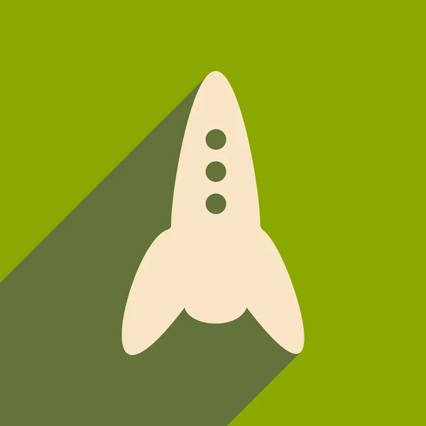 Flat with shadow icon and mobile applacation rocket
