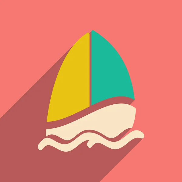 Flat with shadow icon and mobile applacation sailing boat