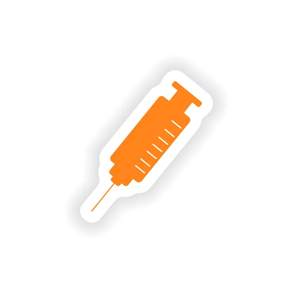 Icon sticker realistic design on paper syringe