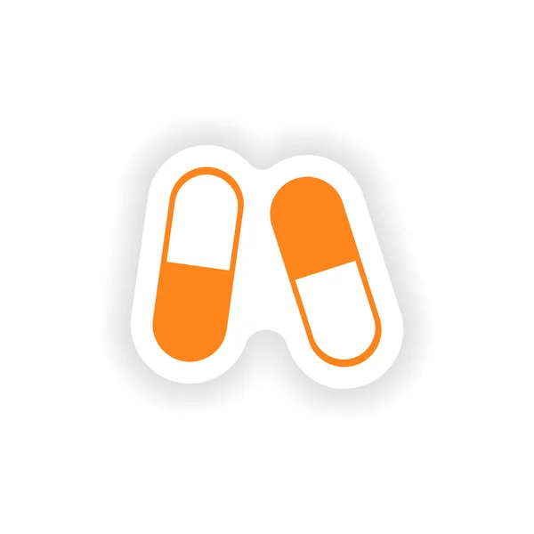 Icon sticker realistic design on paper pills