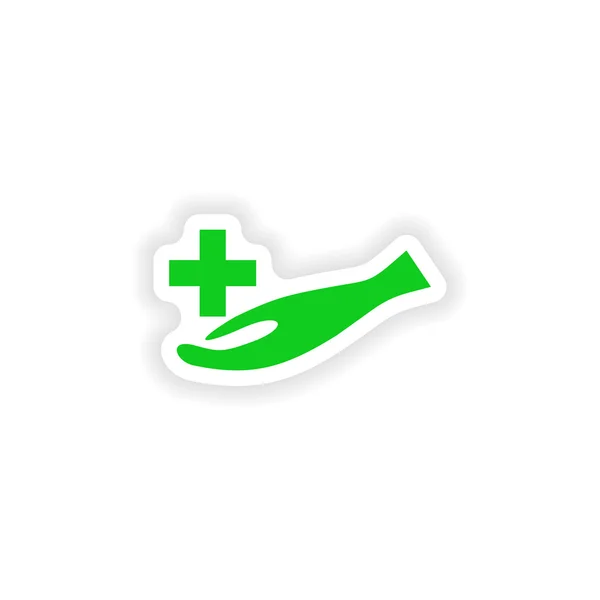 Icon sticker realistic design on paper medical emblem