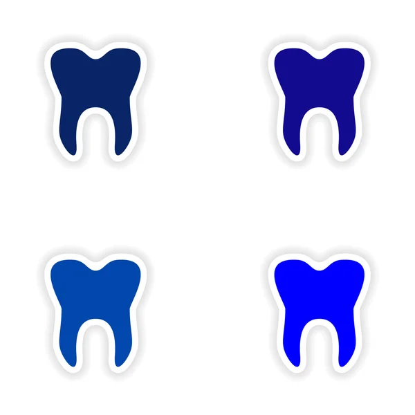 Assembly realistic sticker design on paper logo teeth
