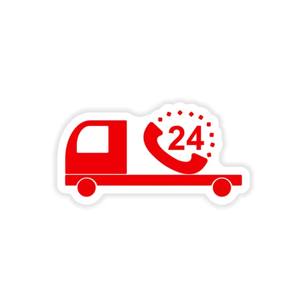 Icon sticker realistic design on paper Truck service around clock