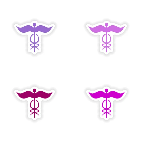 Assembly realistic sticker design on paper medical emblem