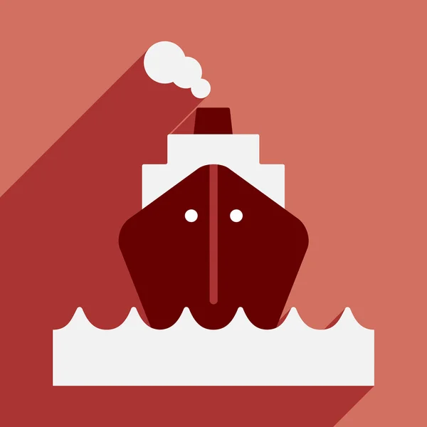 Flat with shadow icon and mobile application boat