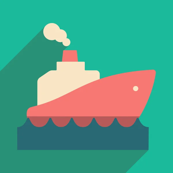 Flat with shadow icon and mobile application boat