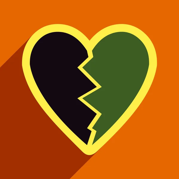 Flat with shadow Icon Heart broken pieces on colored background